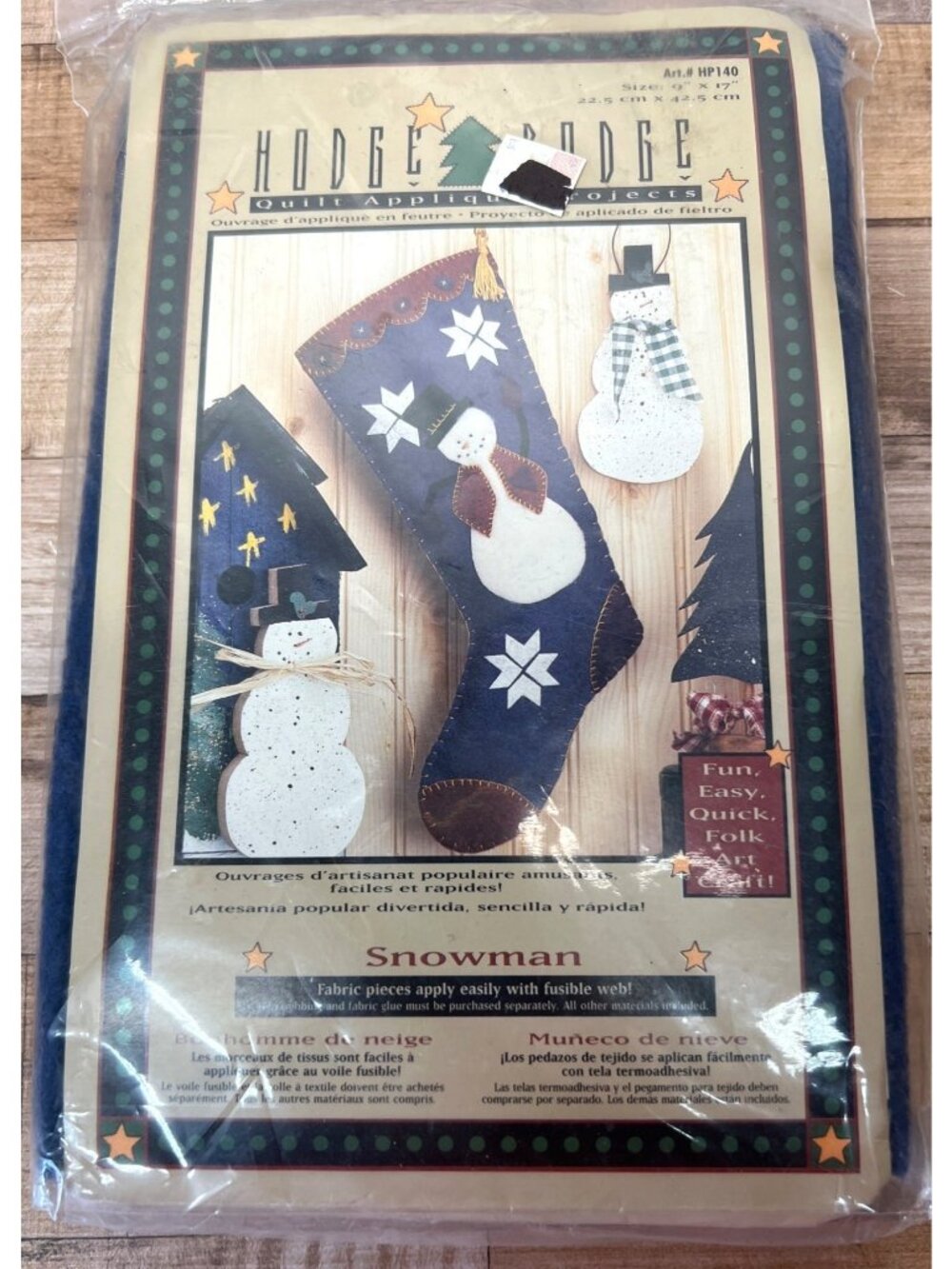 Hodge Podge Snowman Stocking Craft Kit Felt Floss Patterns & Needle